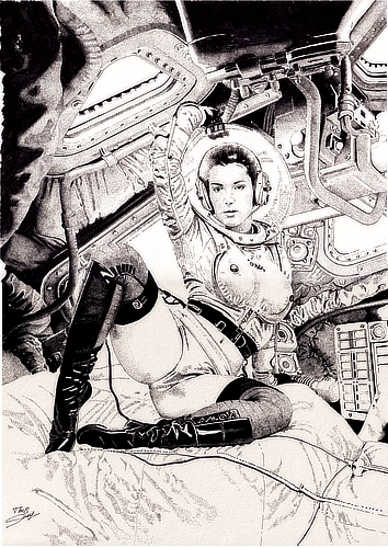 Une space girl prête à défier les étoiles, entre vulnérabilité et puissance.