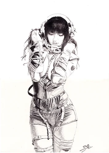 Pose cosmique… space girl prête pour les étoiles.